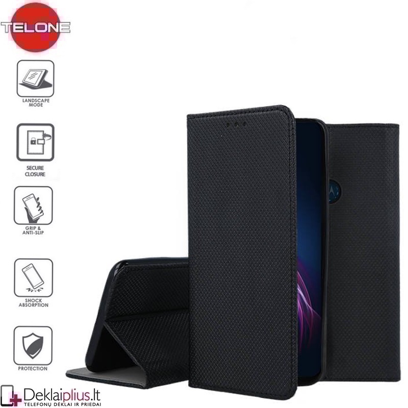 Telone smart magnet serijos atverčiamas dėklas - juodas (Motorola One Fusion Plus) Telone smart magnet serijos atverčiamas dėklas - juodas (Motorola One Fusion Plus)